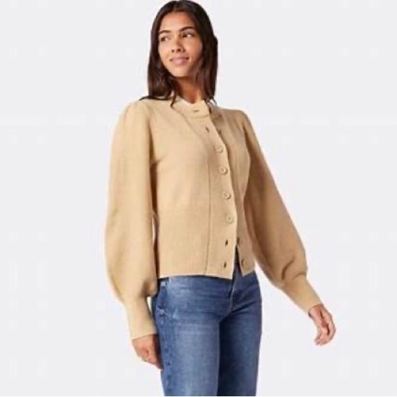 NEW JOIE brand button down sweater. Soft Wool. Tan. Size M. Figure Flattering - Picture 2 of 6